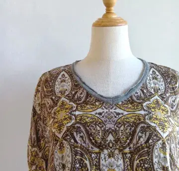 Plantation 코튼 니트 원피스 면 울 페이즐리