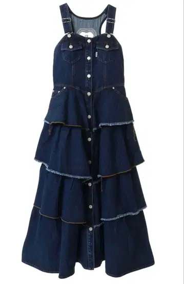 핑크하우스 데님 오버롤 스커트