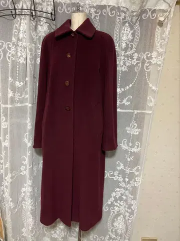 셀럽 이탈리아제 울 버건디 롱 코트