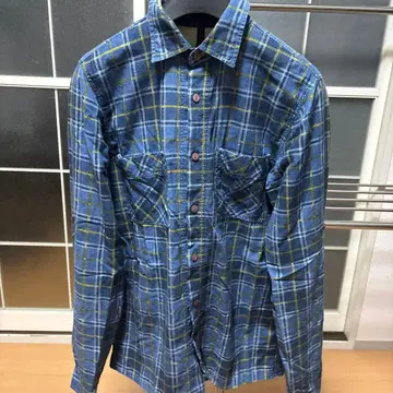 Nudie Jeans 긴팔 플란넬 셔츠 XS 블루 계열 체크