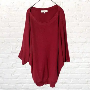 12412 [ 쿠미쿄쿠 ] 돌먼 슬리브 니트 튜닉 보르도 루즈핏 S