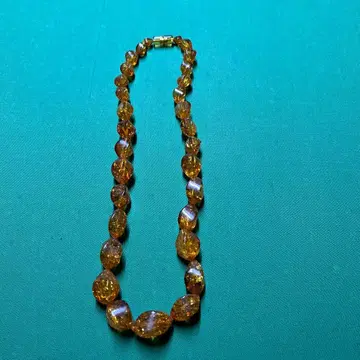 오렌지 컬러 플라스틱 비즈 목걸이 약 45cm