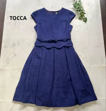 TOCCA 울 벨티드 원피스 사이즈 2 보라색/파랑색 클리닝 완료 리본