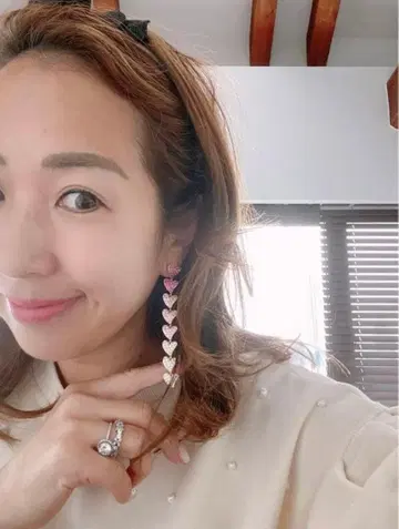 더 하니 더 허니 핑크 체인 귀걸이 하트