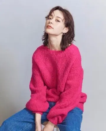 UNITED ARROWS 니트 상의 빨간색 핑크