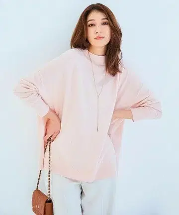 23구 [세탁 가능] 세미 울 스텐드 울 모크넥 니트 핑크 계열