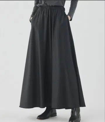 GALERIE VIE 플란넬 스트레치 개더 맥시 스커트