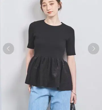 유나이티드 애로우즈 페플럼 숏 슬리브 니트