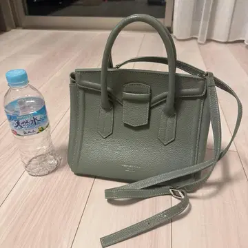 그린 가죽 미니 핸드백