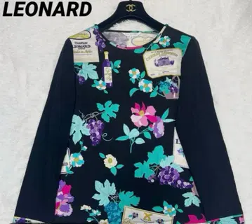 LEONARD 꽃무늬 긴팔 상의 네이비