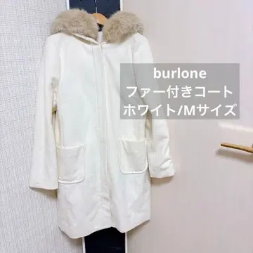 퍼 카라 부착 화이트 롱 코트 M 사이즈 롱 코트 코트 화이트 화이트