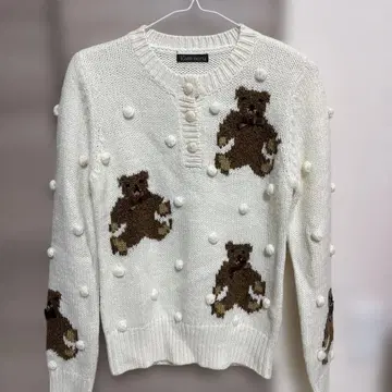 곰 니트 스웨터 구제 의류 리본 레트로