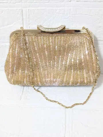 반짝이는 비즈백 파티 클러치백 베이지 핑크