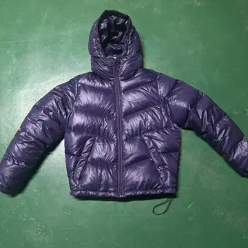 퍼플 다운 자켓 후드 부착