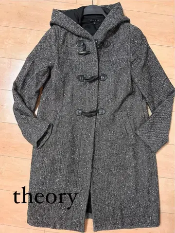 띠어리/theory/롱 코트/더플 코트/후드 부착/라메 믹스