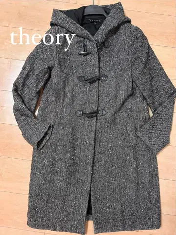 띠어리/theory/롱 코트/더플 코트/후드 부착/라메 믹스