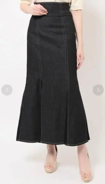 LAGUNAMOON 플리츠 머메이드 데님 스커트 (블랙) M