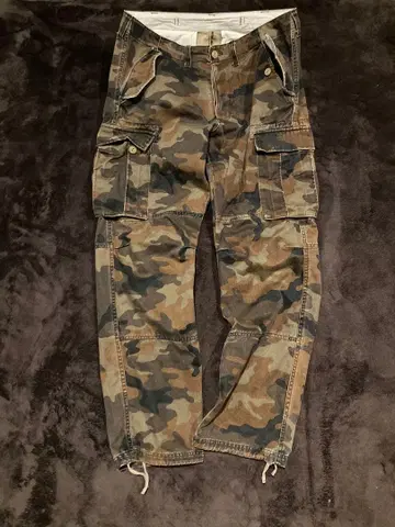카모플라쥬 카고 팬츠 멀티 포켓 드로 코드 포함