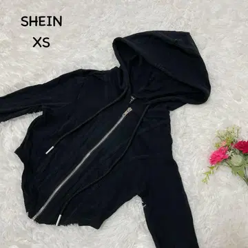 쉬인 [ XS ] 후드 부착 숏 기장 점퍼 코튼 워셔블 드로스트