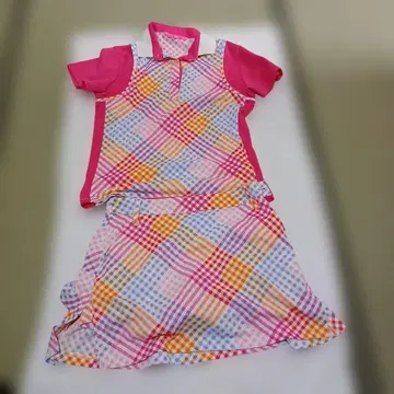 VIVA HEART 체크 무늬 피케 셔츠와 스커트 세트 셋업