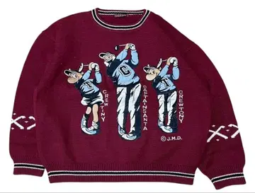 90s captain santa 그래픽 크루넥 니트