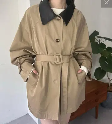 mystic 배색 컬러 판초 코트