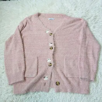 그라니프 시마연가 자수 핑크 가디건