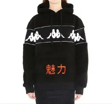 Kappa charms 콜라보 플리스 후드티 블랙 XL