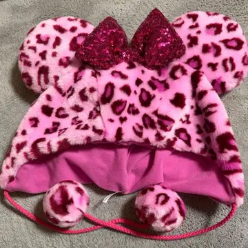 미니 팬캡 레오파드 무늬 핑크