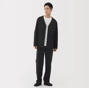 무인양품 신사 가로 세로 스트레치 기모 헤링본 팬츠