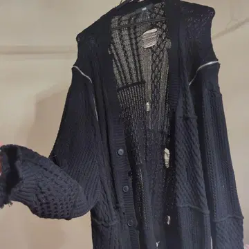 HARE 시스루 니트 가디건 블랙