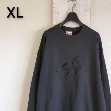 구제 의류 게스 GUESS 맨투맨 로고 엠보 지퍼 L 블랙