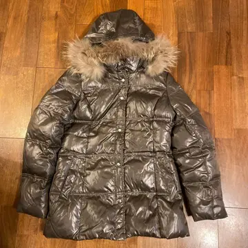 y2k 퍼 다운 자켓 짧은 기장 헤이세이 갸루 오빠계 광택 카키