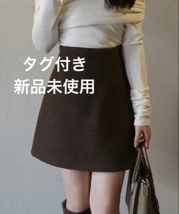 JUNOAH 브라운 A라인 미니 스커트 사다리꼴 스커트