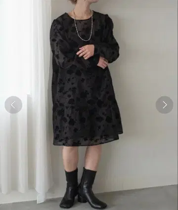 kastane 카스타네 꽃무늬 시어 미니 원피스 블랙