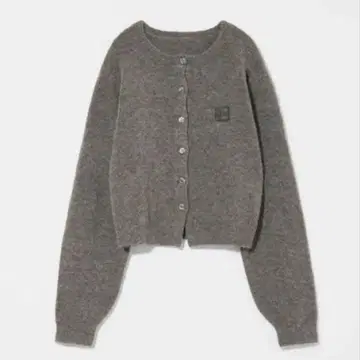 Eaphi 컴팩트 로고 니트 가디건 그레이