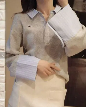 POLO BCS 콜라보 셔츠 칼라 커프스 니트 풀오버 러그문