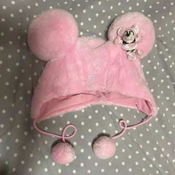 미키 모양 귀 달린 핑크 모자