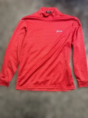 Srixon 빨간색 스트라이프 하이넥 셔츠 (M) 움직이기 편하고 따뜻한