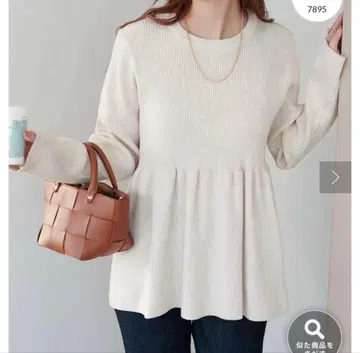 새상품급 Discoat 리브 절개 페플럼 풀오버