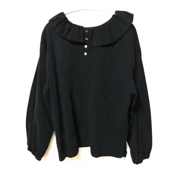 핸즈 오브 크리에이션 프릴 옷깃 블랙 긴팔 셔츠