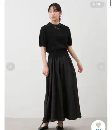 [ 미라 오웬 ] 라메 퍼프 슬리브 니트 플레어 스커트 SET UP