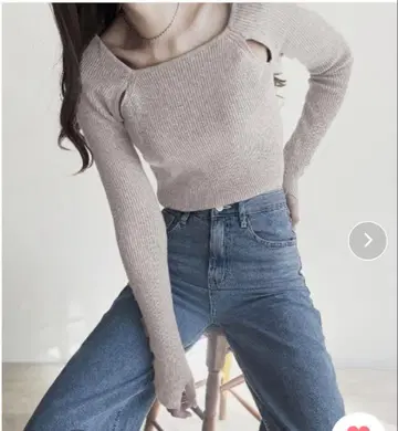 Reurie' 레우리스릿숄더니트 라이트 그레이