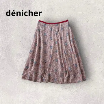 데니셰 플레어 스커트 꽃무늬 프린트 일본제 울 페미닌 캐주얼