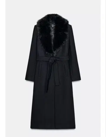 zara 인조 모피 라펜 울 코트