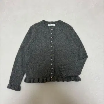 ZARA 자라 울 혼방 프릴 밑단 니트 가디건 M 그레이