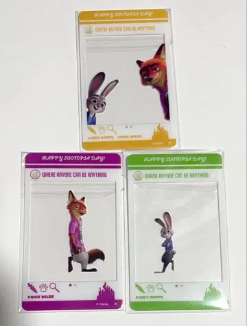 주토피아 SNS풍 아크릴 카드 컬렉션 3장 세트