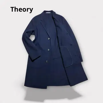 Theory 캐시미어 혼방 더블 페이스 코트 체스터 코트 네이비