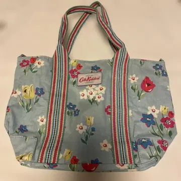 미사용품 캐스키드슨 토트백 파우치 포함 스카이블루 꽃무늬