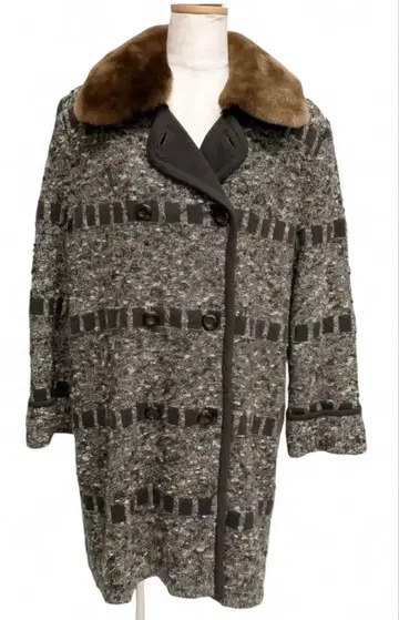 퍼 옷깃 캐시미어 100% 이소재 콜라보 롱 코트 도쿄 스타일